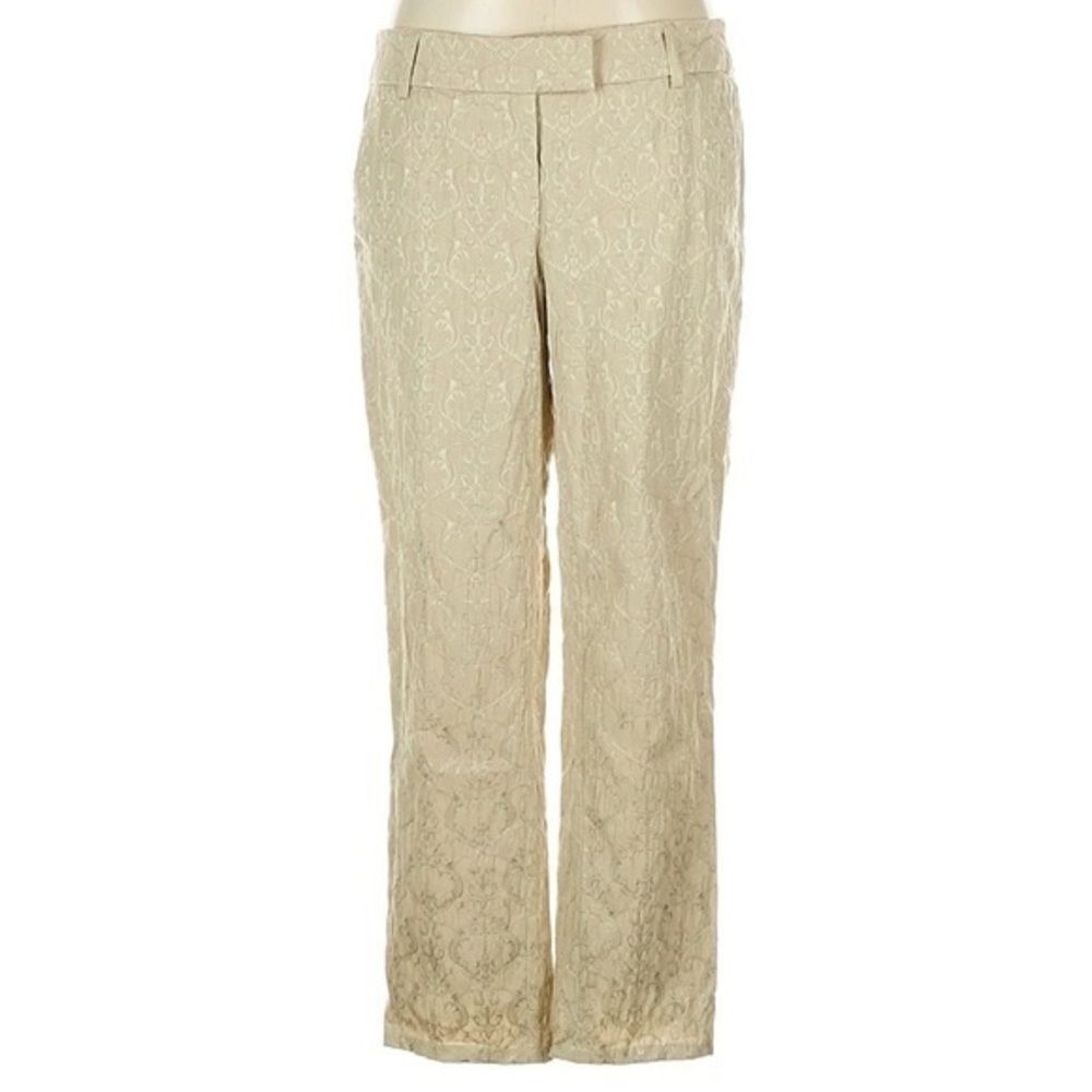 Willi Smith Brocade Straight Leg Pants in Golden Ivory